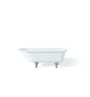Cheviot 2107-WW-7-CH Traditional 68" Cast Iron Clawfoot Soaking Bathtub with Flat Area for Faucet Holes in White with Chrome Feet