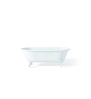 Cheviot 2110-WW-6-WH Regal 68" Cast Iron Clawfoot Soaking Bathtub with Flat Area for Faucet Holes in White with White Feet