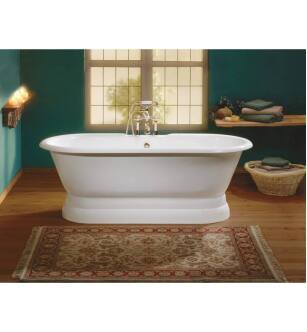 Cheviot 2120-WW-8 Regal 68" Cast Iron Soaking Bathtub with Pedestal Base and Flat Area for Faucet Holes in White