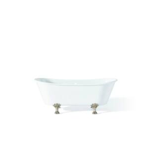 Cheviot 2122-WW-BN Winchester 68" Cast Iron Clawfoot Soaking Bathtub in White with Brushed Nickel Feet