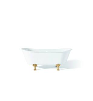 Cheviot 2122-WW-PB Winchester 68" Cast Iron Clawfoot Soaking Bathtub in White with Polished Brass Feet