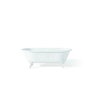 Cheviot 2126-WW-8-WH Regal 61" Cast Iron Clawfoot Soaking Bathtub with Flat Area for Faucet Holes in White with White Feet