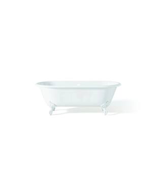 Cheviot 2127-WW-WH Regal 61" Cast Iron Clawfoot Soaking Bathtub with Continuous Rolled Rim in White with White Feet