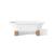 Cheviot 2129-WW-FO Regal 61" Cast Iron Soaking Bathtub with Wooden Base and Continuous Rolled Rim in White with Finished Oak Feet