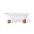 Cheviot 2129-WW-NB Regal 61" Cast Iron Soaking Bathtub with Wooden Base and Continuous Rolled Rim in White with Natural Beech Feet
