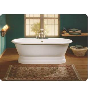 Cheviot 2138-WW-8 Regal 61" Cast Iron Soaking Bathtub with Pedestal Base and Flat Area for Faucet Holes in White