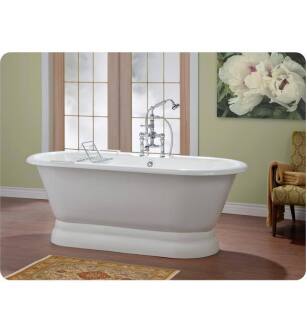 Cheviot 2164-WW-7 Carlton 70" Cast Iron Soaking Bathtub with Pedestal Base and Flat Area for Faucet Holes in White