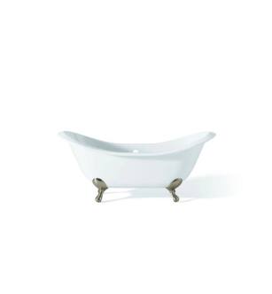 Cheviot 2166-WW-6-BN Regency 68" Cast Iron Footed Soaking Bathtub in White with Brushed Nickel Feet