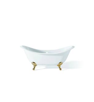 Cheviot 2166-WW-6-PB Regency 68" Cast Iron Footed Soaking Bathtub in White with Polished Brass Feet