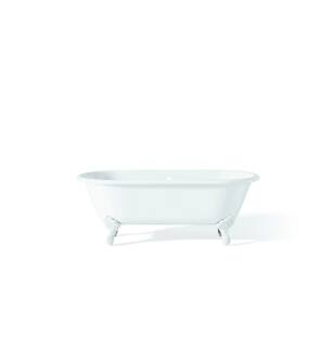 Cheviot 2169-WW-WH Regal 61" Cast Iron Soaking Bathtub with Continuous Rolled Rim and Shaughnessy White Feet in White