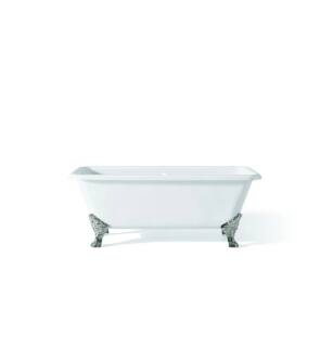 Cheviot 2173-WW-CH Spencer 66 7/8" Cast Iron Clawfoot Soaking Bathtub with Continuous Rolled Rim with Chrome Feet in White