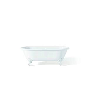 Cheviot 2174-WW-6-WH Regal 70" Cast Iron Clawfoot Bathtub with Flat Area for Faucet Holes with White Feet in White