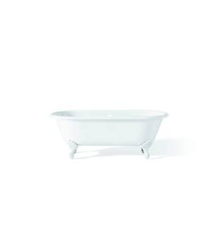 Cheviot 2180-WW-6-WH Regal 70" Cast Iron Clawfoot Bathtub with Flat Area on Rim and Shaughnessy White Feet in White