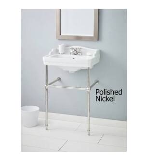 Cheviot 553-WH-4/575-PN Essex 24" Console Single Bowl Lavatory Sink in White with Polished Nickel Console