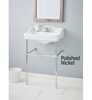 Cheviot 553-WH-8/575-PN Essex 24" Console Single Bowl Lavatory Sink in White with Polished Nickel Console