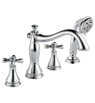 Delta T4797-LHP Cassidy 9 3/8" Two Handle Deck Mounted Roman Tub Faucet Trim with Hand Shower in Chrome