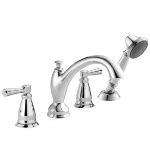 Delta T4793 Linden 7 3/4" Traditional Double Handle Roman Tub Faucet with Hand Shower Trim in Chrome