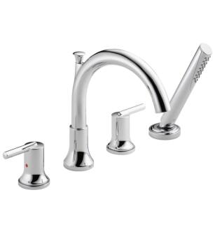 Delta T4759 Trinsic 10" Double Handle Deck Mounted Roman Tub Faucet with Hand Shower in Chrome