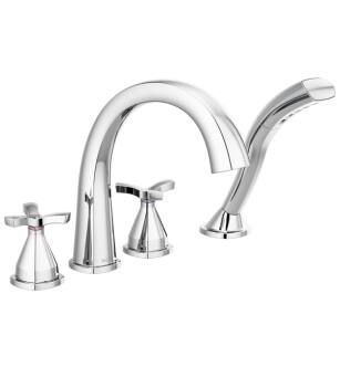 Delta T47776 Stryke 10 3/4" Double Cross Handle Deck Mounted Roman Tub Faucet with Handshower in Chrome