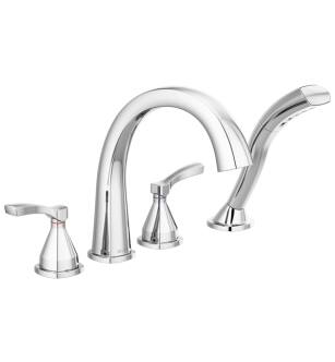 Delta T4777 Stryke 10 3/4" Double Lever Handle Deck Mounted Roman Tub Faucet with Handshower in Chrome