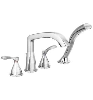 Delta T4776 Stryke 9 1/4" Double Lever Handle Deck Mounted Roman Tub Faucet Trim with Handshower in Chrome