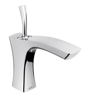 Delta 552LF-LPU Tesla 5 5/8" Single Handle Bathroom Faucet with Less Pop Up in Chrome