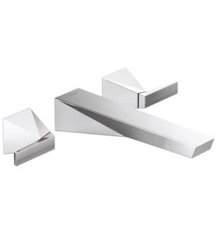 Delta T3543LF-PR-WL Trillian 2" Double Handle Wall Mount Bathroom Sink Faucet in Lumicoat Chrome