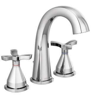 Delta 357756-MPU-DST Stryke 7 3/8" Two Cross Handle Widespread Bathroom Sink Faucet with Pop-Up Drain in Chrome