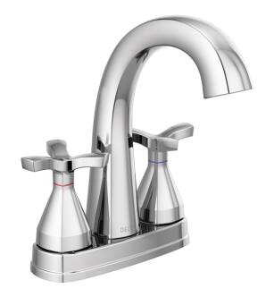Delta 257756-MPU-DST Stryke 7 3/8" Two Cross Handle Centerset Bathroom Sink Faucet with Pop-Up Drain in Chrome