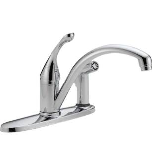 Delta 340-DST Collins 8 3/4" Single Handle Kitchen Faucet with Integral Spray in Chrome