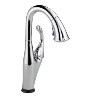 Delta 9992T-DST Addison 14 3/8" Single Handle Pull-Down Bar/Prep Faucet with Touch2O Technology and Optional VoiceIQ in Chrome