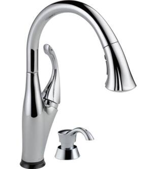 Delta 9192T Addison 15 3/8" Single Handle Pull-Down Kitchen Faucet with Touch2O Technology and Soap Dispenser