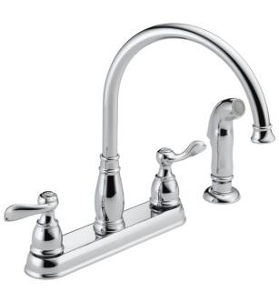 Delta 21996LF Windemere 11 5/8" Double Handle Deck Mounted Kitchen Faucet with Side Spray in Chrome