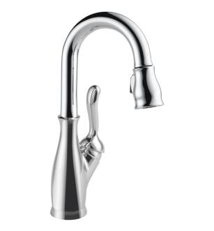 Delta 9678-DST Leland 14 1/2" Single Handle Deck Mounted Pull-Down Bar/Prep Kitchen Faucet in Chrome