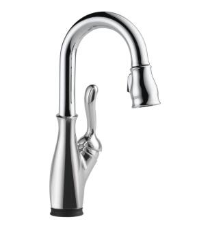 Delta 9678T-DST Leland 14 1/2" Single Handle Pull-Down Bar/Prep Faucet Touch2O Technology and Optional VoiceIQ in Chrome
