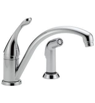 Delta 441-DST Collins 8 3/8" Single Handle Deck Mounted Kitchen Faucet with Side Spray in Chrome