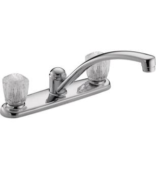 Delta 2102LF Classic 6 1/4" Double Handle Deck Mount Kitchen Faucet in Chrome