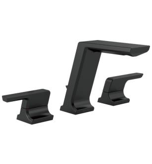 Delta 3599LF-BLMPU Pivotal 5 1/2" Double Handle Widespread Bathroom Sink Faucet with Metal Pop-Up Drain in Matte Black