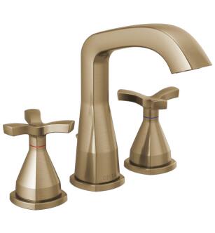 Delta 357766-CZMPU-DST Stryke 6 7/8" Two Cross Handle Widespread Bathroom Faucet with Pop-Up Drain in Champagne Bronze