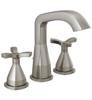 Delta 357766-SSMPU-DST Stryke 6 7/8" Two Cross Handle Widespread Bathroom Faucet with Pop-Up Drain in Stainless Steel