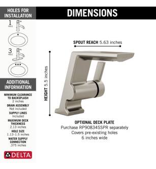 Delta 599-SS-PR-LPU-DST Pivotal 5 1/2" Single Handle 1.2 GPM Bathroom Faucet with Less Pop-Up Drain in Lumicoat Stainless