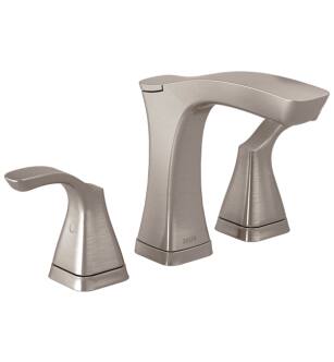 Delta 3552-SSMPU-DST Tesla 6 1/8" Two Handle Widespread Bathroom Faucet with Metal Pop-Up in Stainless Steel
