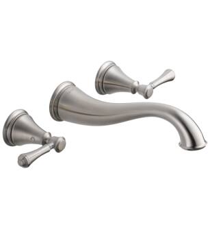 Delta T3597LF-SSWL Cassidy 2 3/8" Two Handle Wall Mount Bathroom Faucet Trim in Stainless Steel