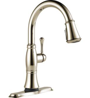 Delta 9197T-PN-PR-DST Cassidy 16" Single Handle Pull-Down Kitchen Faucet with Touch2O Technology and Optional VoiceIQ in Lumicoat Polished Nickel