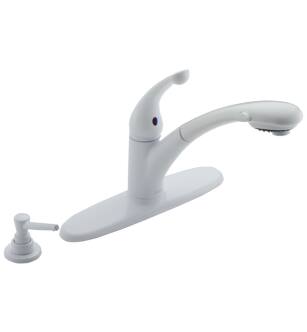 Delta 470-WH-DST Signature 10" Single Handle Pull-Out Kitchen Faucet in White