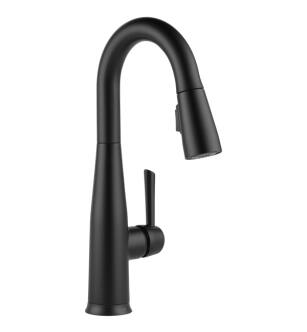 Delta 9913T-BL-DST Essa 15" Single Handle Pull-Down Bar/Prep Kitchen Faucet with Touch2O Technology in Matte Black