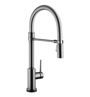 Delta 9659T-KS-DST Trinsic Pro 20 3/8" Single Handle Pull-Down Spring Spout Kitchen Faucet with Touch2O Technology in Black Stainless