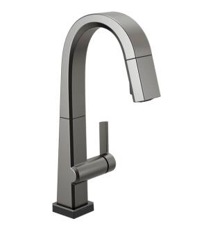 Delta 9993T-KS-DST Pivotal 14 3/4" Single Handle Pull Down Bar/Prep Faucet With Touch2O Technology in Black Stainless