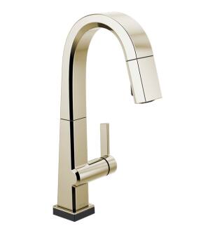 Delta 9993T-PN-DST Pivotal 14 3/4" Single Handle Pull Down Bar/Prep Faucet With Touch2O Technology in Polished Nickel