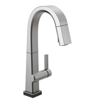 Delta 9993T-AR-DST Pivotal 14 3/4" Single Handle Pull Down Bar/Prep Faucet With Touch2O Technology in Arctic Stainless